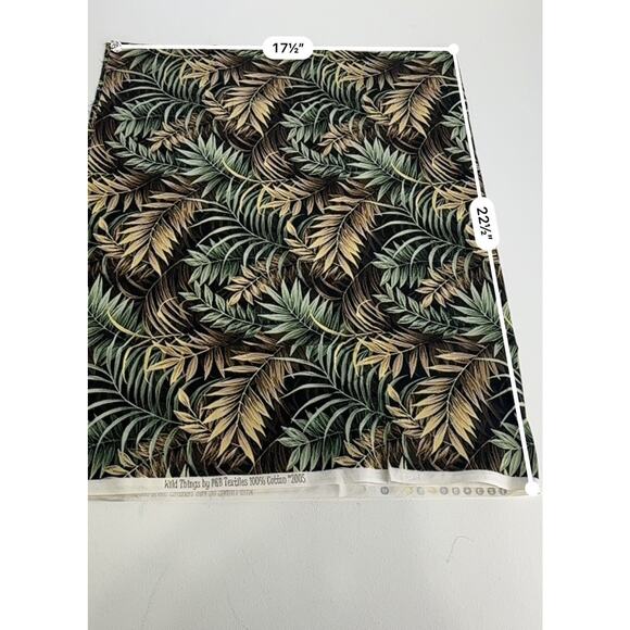 wild things p & b textiles 100% cotton green leafs leaves fabric print - Picture 3 of 3